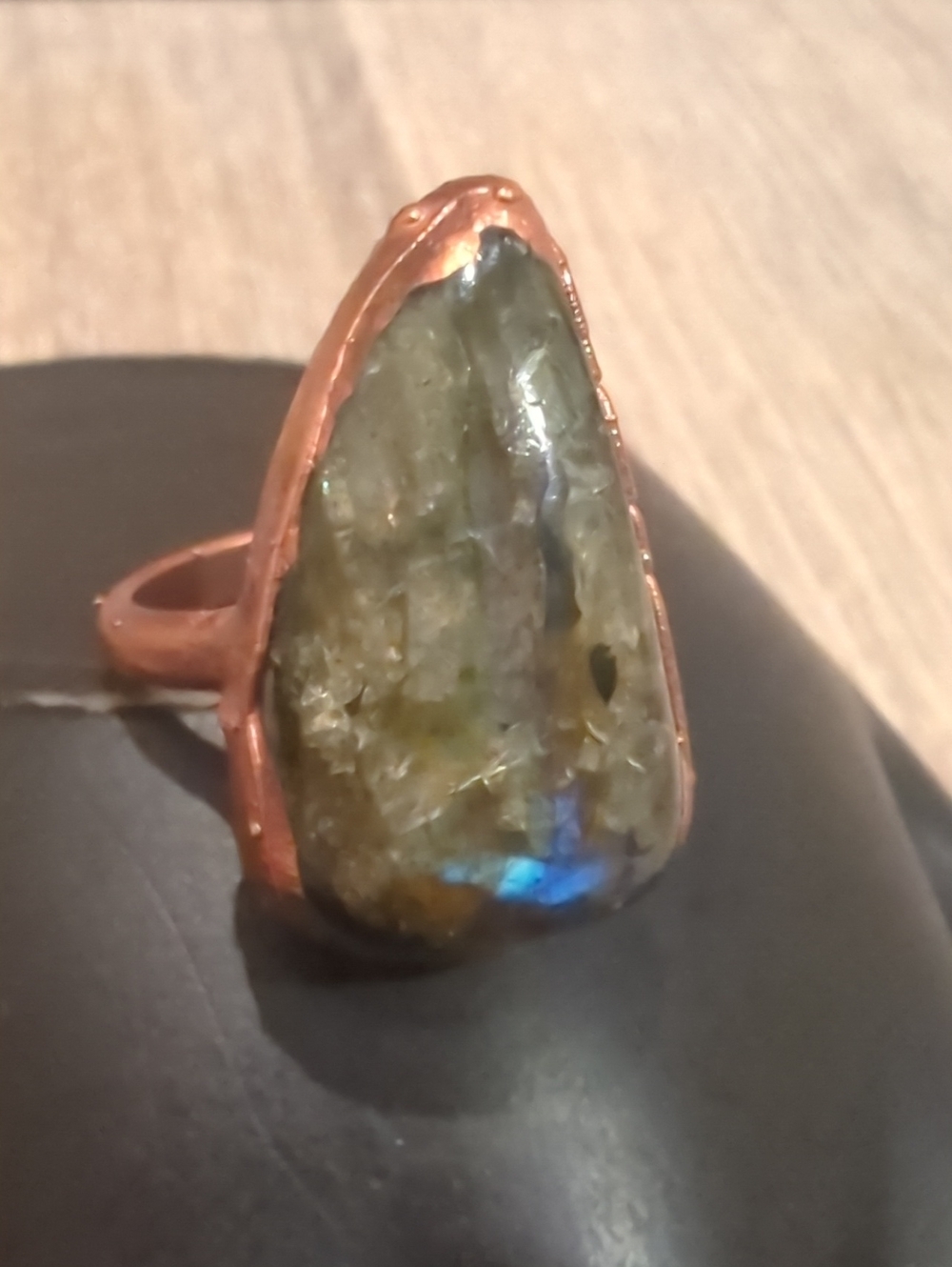 Handcrafted Labradorite Copper Ring